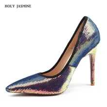 2019 Women Pumps Sequins Bling Thin High Heels Shoes Concise Pointed Toe Ankle Strap Women Shoes Pumps wedding shoes sexy heels 2019 Women Pumps Sequins Bling Thin High Heels Shoes Concise Pointed Toe Ankle Strap Women Shoes Pumps wedding shoes sexy heels