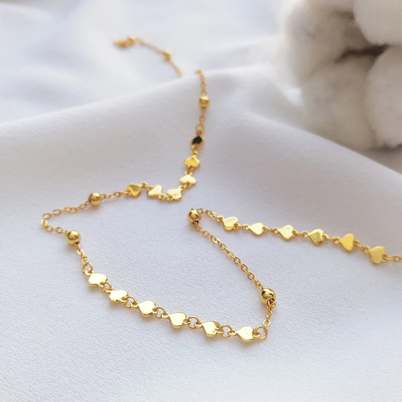 Silvology 925 стерлингового серебра круглые бусины сердце Сращивание женское ожерелье Золото простая текстура элегантные женские ювелирные изделия ожерелье подарок