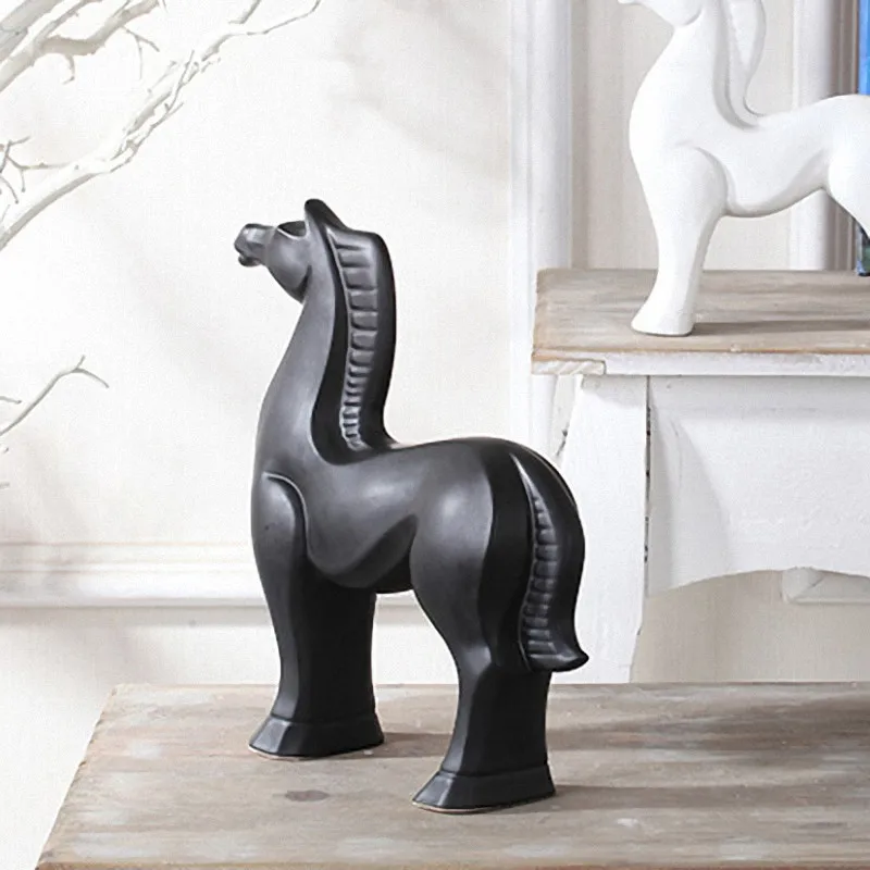  Scandinavian Style Black and White Ceramic Horse decoration figurines home lving room bedroom offic - 32877148149