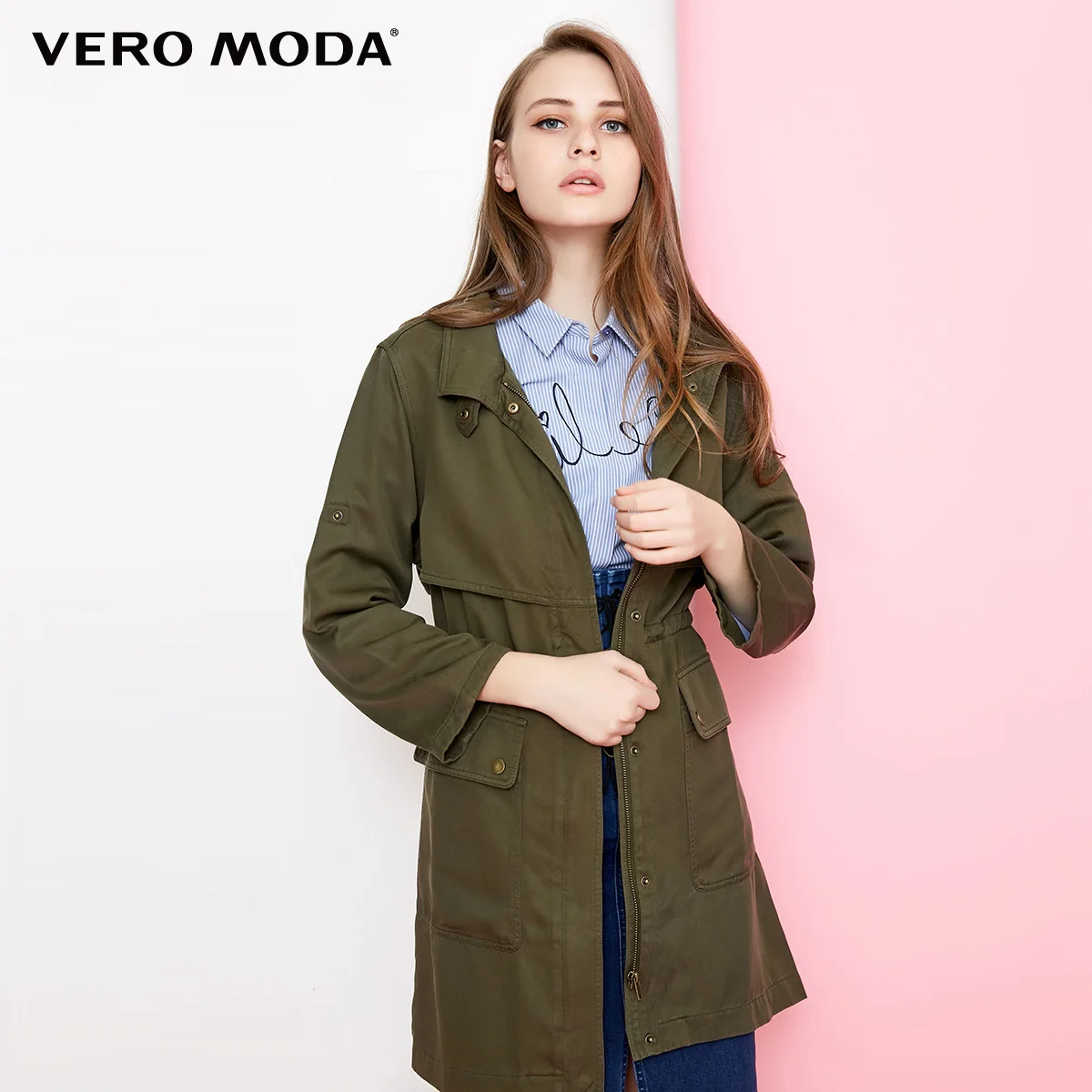 Vero Moda Женский Тренч средней длины с завязками на талии | 318321543 - Цвет: Safari