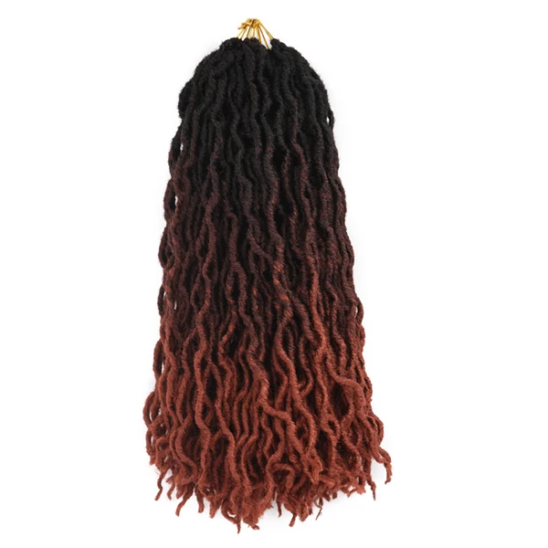 TOMO Bohemian Faux locs вьющийся кроше плетение волос 24 пряди вязание крючком наращивание волос 18 дюймов Синтетические волосы Омбре косы - Цвет: T1B/350