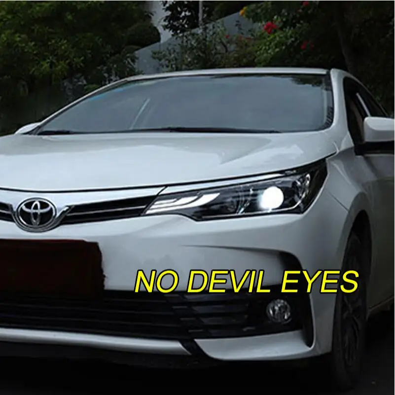 Автомобильный Стильный чехол для фары Toyota Corolla- светодиодный фонарь DRL двойной луч Биксеноновые автомобильные аксессуары - Цвет: No devil eyes