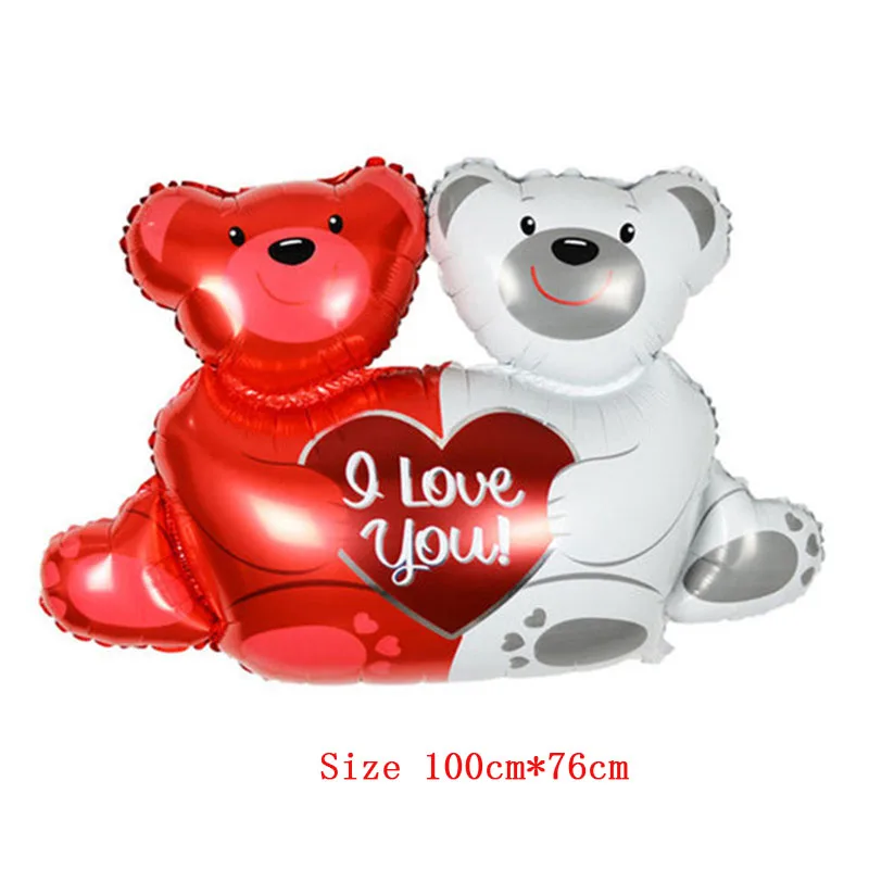 Большой счастливый медвежонок, фольгированные шары, животное, Балон, свадебное украшение, день рождения, вечеринка, украшения для детей, воздушный надувной шар, игрушки - Цвет: Double bear hug hear