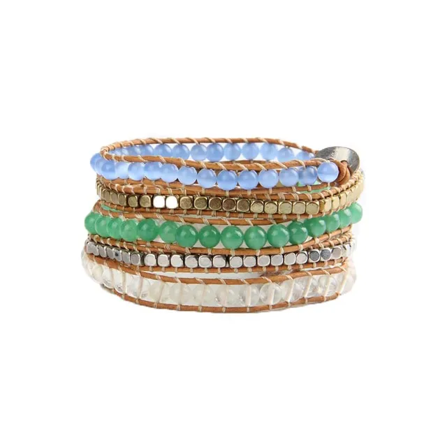 Whole Beautiful 6mm Mix Opal Stone Bead Wide Wrap Bracelet Whole Beautiful 6mm Mix Opal Stone Bead Wide Wrap Bracelet Handmade Bracelets Bangles
