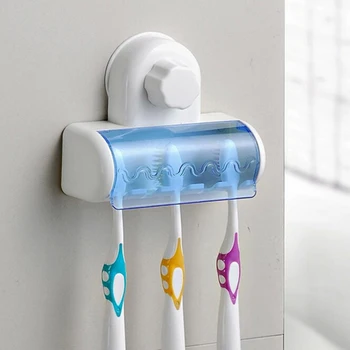 

Spinbrush Plastic Suction 5-slot Dustproof Toothbrush Holder Wall Mount Stand Rack Home Bathroom Accessories