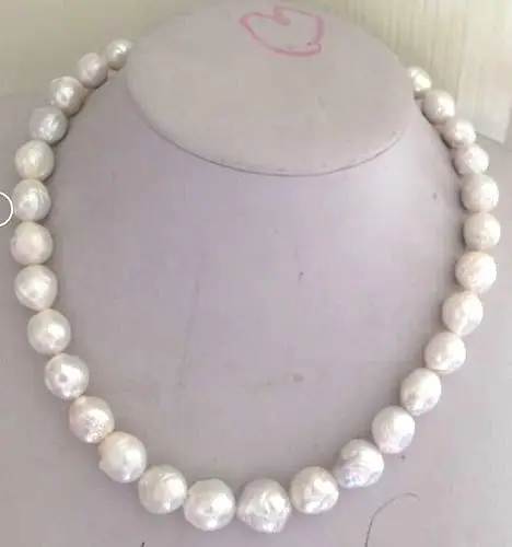 

gorgeous 12-13mm freshwater white kasumi pearl necklace 18inch 925silver gold clasp