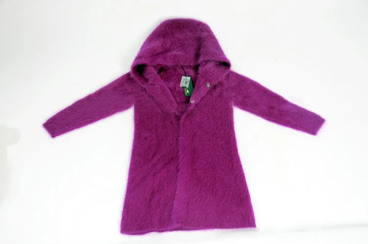 Натуральный норковый кашемировый свитер женский длинный чистый кашемировый кардиган с капюшоном зимний толстый норковый свитер пальто 78