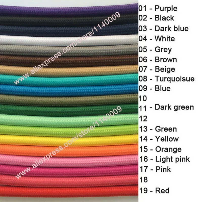 100m-lot-3-core-x-0-75mm2-Fabric-Wire-Textile-Cable-Braided-Power-Cord-Vintage-Electrical