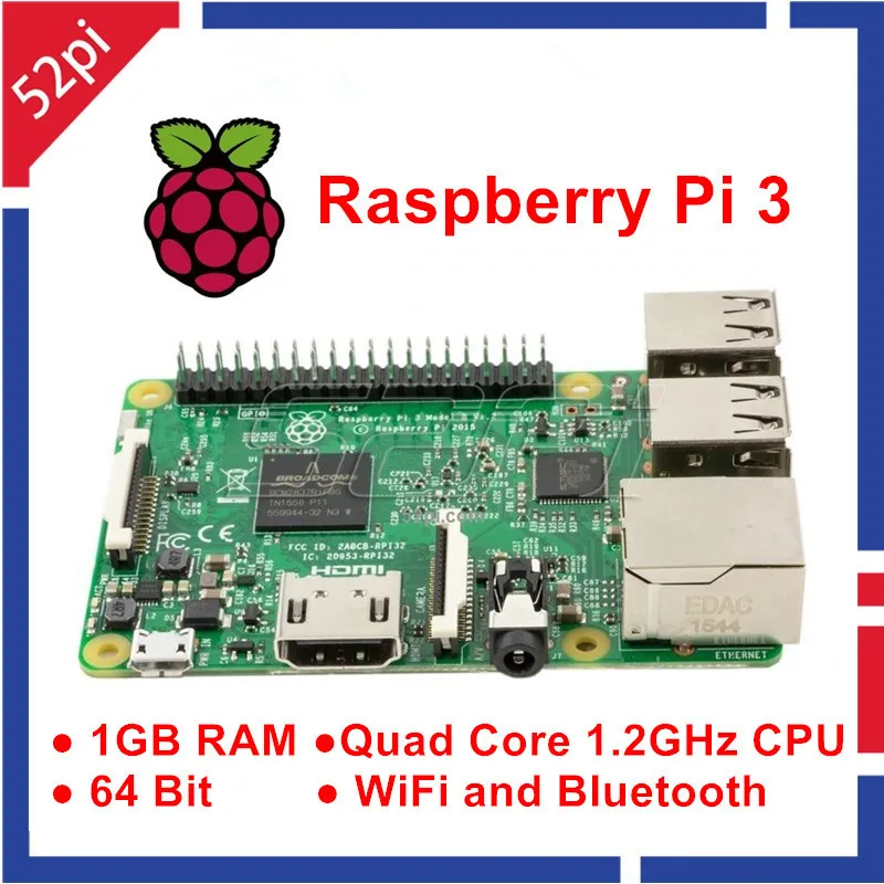

Raspberry Pi 3 Model B 1GB RAM Quad Core 1.2GHz 64bit CPU WiFi & Bluetooth Element 14 Version