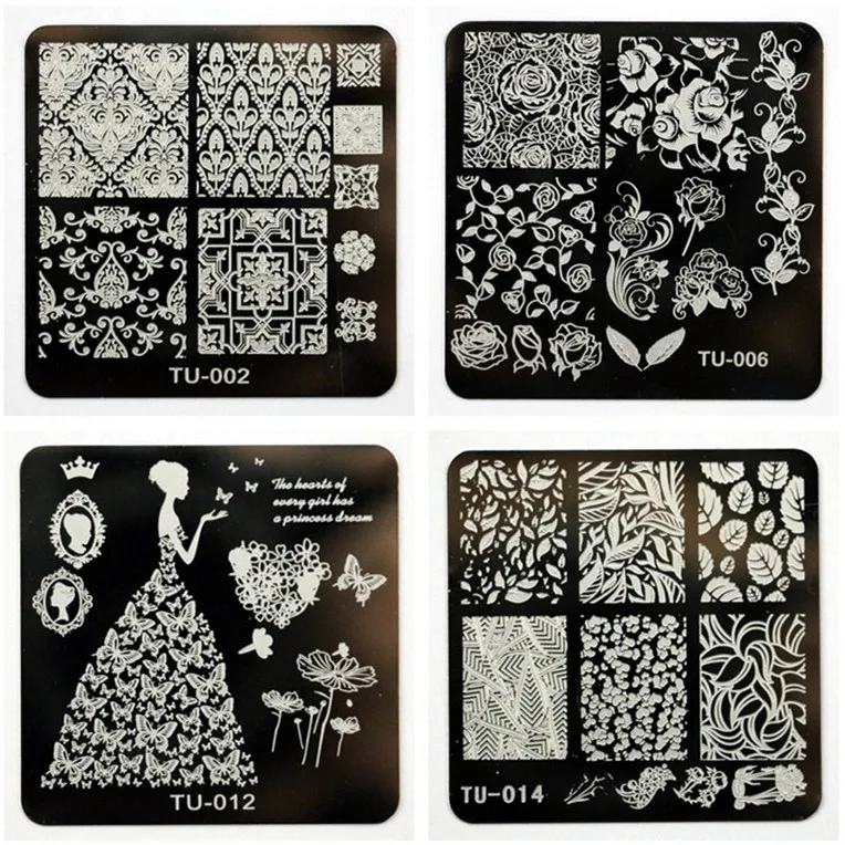 

1 Pcs New Arriving 6CM TU Series Beauty Flower Nail Stamping Plates Stamping Nail Art Manicure Template Nail Stamp Tools