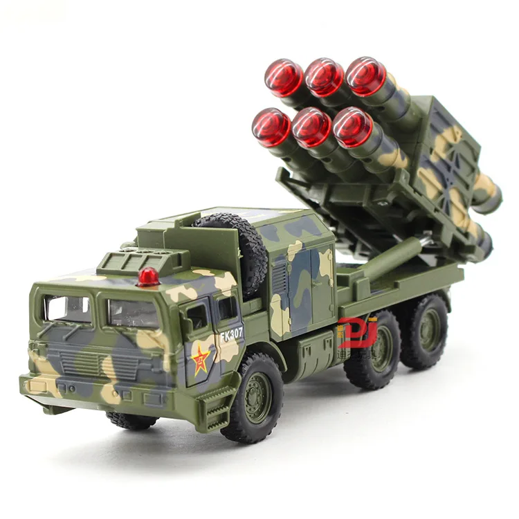 

Simulation Military Car Chariot Long-range Ground-to-air Missile Alloy Vehicle Model Car Pull Back Flashing Sound Kids Toy 1:32