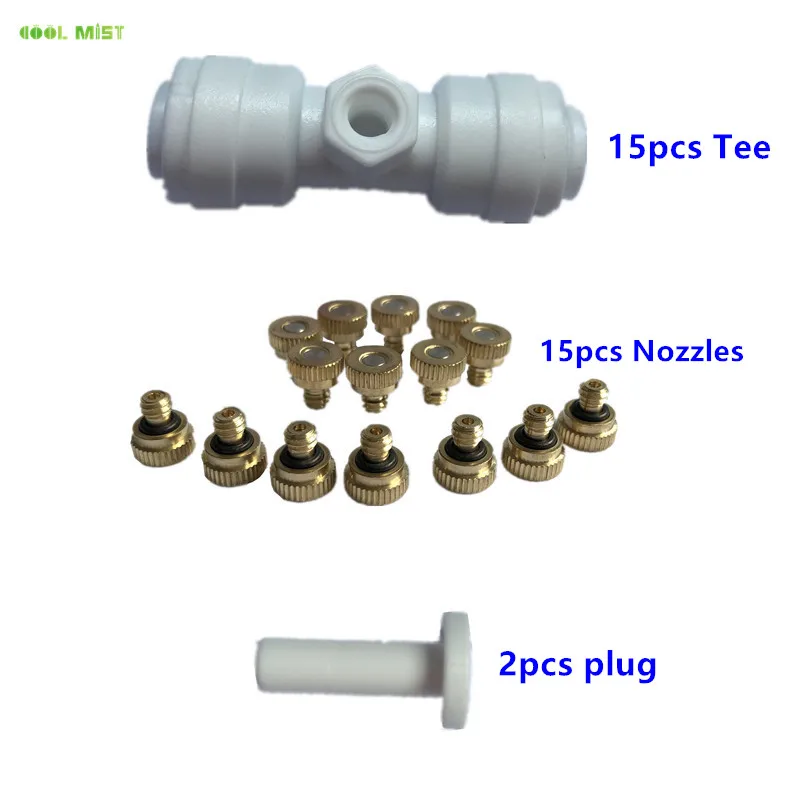 White 0.4mm nozzle S072 патио Туманная система охлаждения сопло для водяного тумана 6 шт. Автомобильный Кабель Плюс Скользящий замок фиттинги 6 шт. Автомобильный Кабель Плюс заглушка 1 шт - Цвет: White 0.4mm nozzle