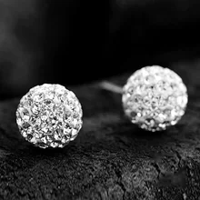 Летнее белое золото бренд сережки ввиде 6/8/10 мм хрустальный шар, серьги со шпилькой, для Для женщин Модная бижутерия для девочек подарок