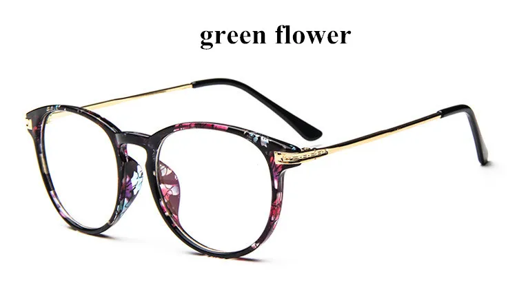 green flower Для женщин Компьютер очки Круглый прозрачный глаз для мужчин оправа для очков, оптика де Грау мода Ясно оптические стёкла Анти Blue Ray - Цвет оправы: green flower