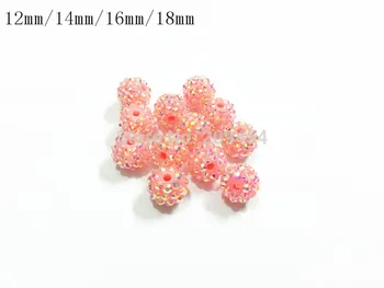 

(Choose Size First) 12mm/14mm/16mm/18mm Pink AB Resin Rhinestone Beads