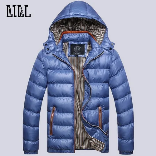 Мужские зимние легкие пуховики с капюшоном, мужские теплые толстые пальто, Мужская парка с хлопковой подкладкой, мужская повседневная пуховая куртка, UMA302 - Цвет: blue