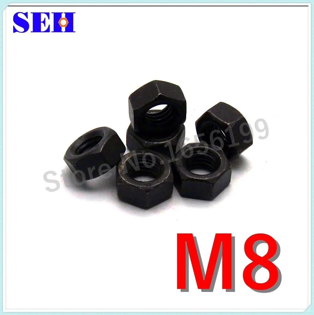 50pcs Best Selling M8 Nut Stainless Thread Carbon Steel Grade 8.8 Black