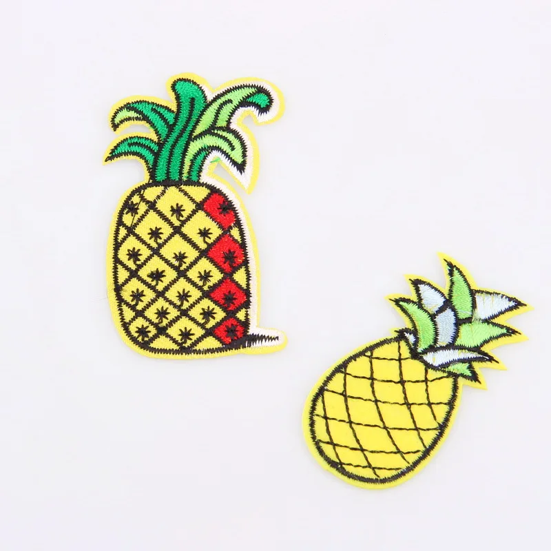 

New Arrival 1PCS Fruits Pineapple Red DIY Embroidered patches Iron On Cartoon Brooch Applique Embroidery Accessory