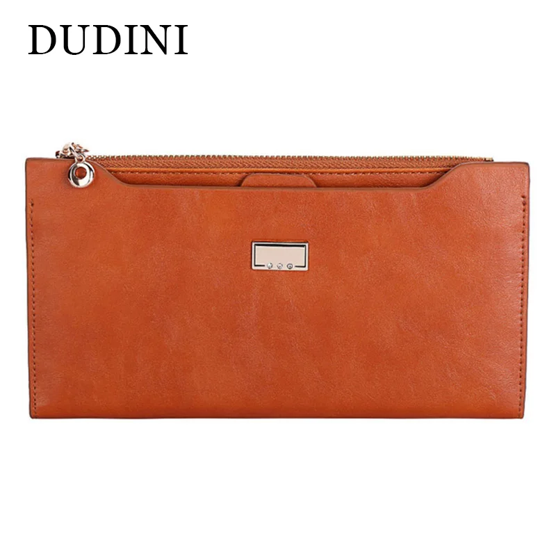 DUDINI PU Leather Women Wallet 5 Colors Zipper Multifunction Long