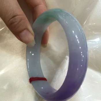 

Natural Burmese jadeite violet drifted Yang green spring color bracelets Send certificates, send jewelry box