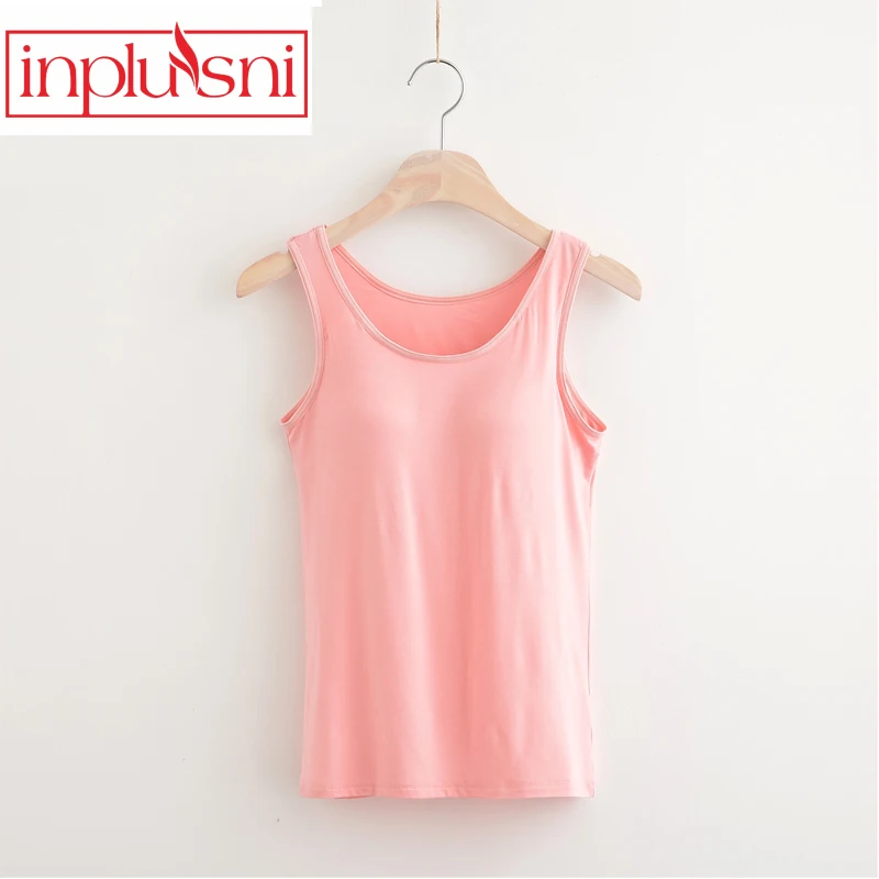 Inplusni women vest without steel cups with chest pad camisoles modal tanks personalized design vest focus on women health