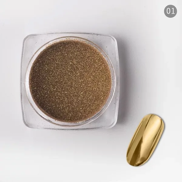 01 Mirror Powder 0,5 г эффект зеркальных ногтей искусство Блеск порошок хром пыль натирать лазерный пигмент пудра с голографическим эффектом для УФ гель маникюр, полировка ногтей украшения - Цвет: 01 Mirror Powder