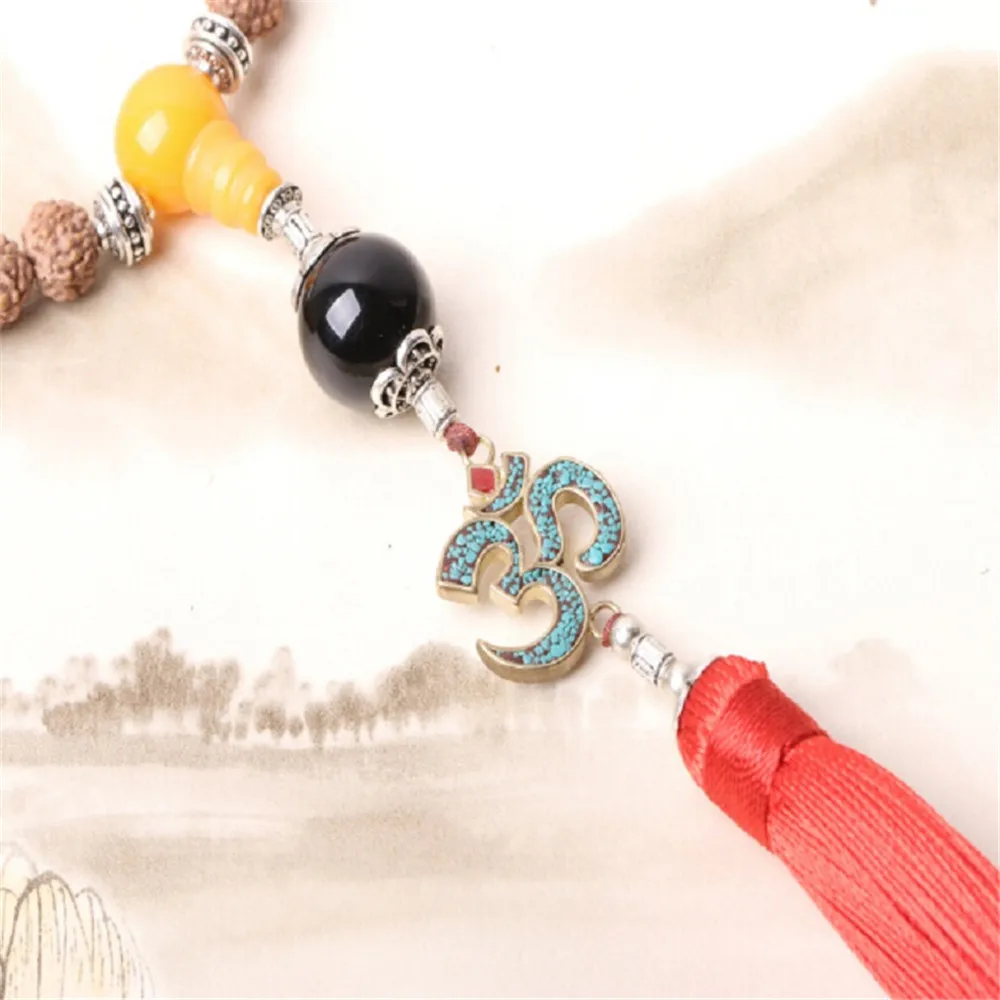 7/8/9 мм индонезийский натуральный 5 лепестков Rudraksha 108 молитвенный бисер Mala Nepal OM