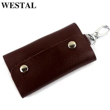 Мужская ключница WESTAL из натуральной кожи, мужской кошелек на застежке, маленький брелок, мини держатель для карт, сумка для монет для мужчин 112