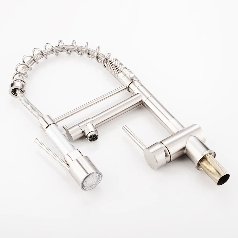 FLG Kitchen Faucet Pull Down Swivel 360 Hot &Cold Brass Water Tap Sink Torneira Cozinha Faucet Brushed Nickel Mixer Tap FLG Kitchen Faucet Pull Down Swivel 360 Hot &Cold Brass Water Tap Sink Torneira Cozinha Faucet Brushed Nickel Mixer Tap