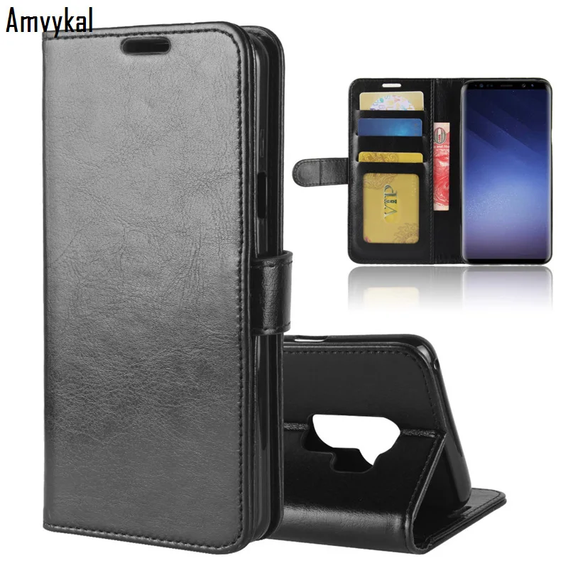 Amvykal для iphone XR XS samsung S10 S10e S9 S8 A6 A8 A9 J4 J6 Plus Note 9 8 Бизнес чехол-книжка для телефона кожаный чехол-портмоне с функцией подставки