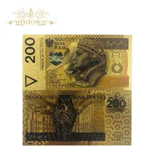 1 шт./партия 200 купюр PLN Poland Gold банкнота Pope Gold банкнота для коллекции 999 Золото. Полимерный свободный пластиковый рукав
