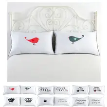 Лидер продаж набор из 2 парные подушки, чехлы с буквенным принтом, наволочки с принтом, постельные принадлежности, свадьба, юбилей, романтический подарок, автомобильные опоры сидений