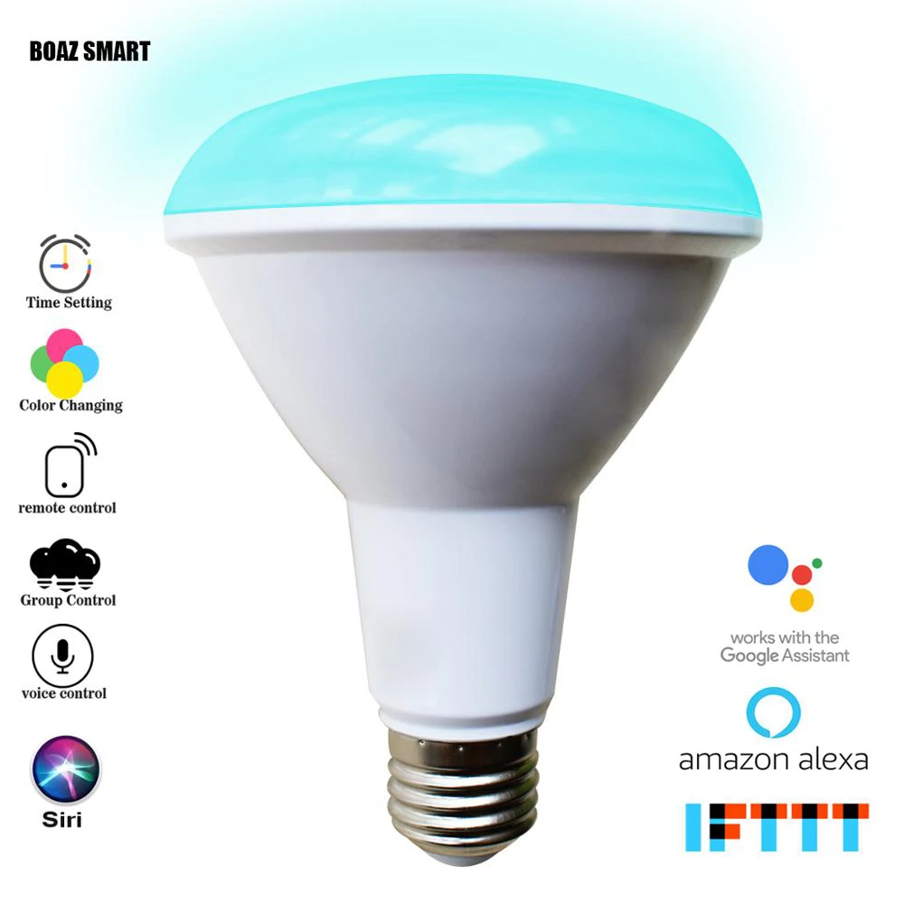 

Smart Wifi LED BR30 Bulb 9W RGBW Dimmable Color Changing Light Compatible with Alexa Google home Voice Control Tuya APP Control