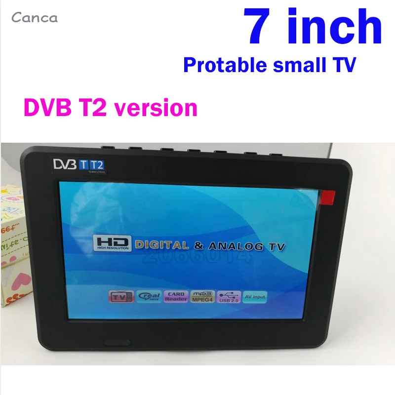 

Canca New HD TV 7 Inch Digital And Analog TV Receiver And TF Card And USB Audio And Video Playback Portable DVB-T2 Television