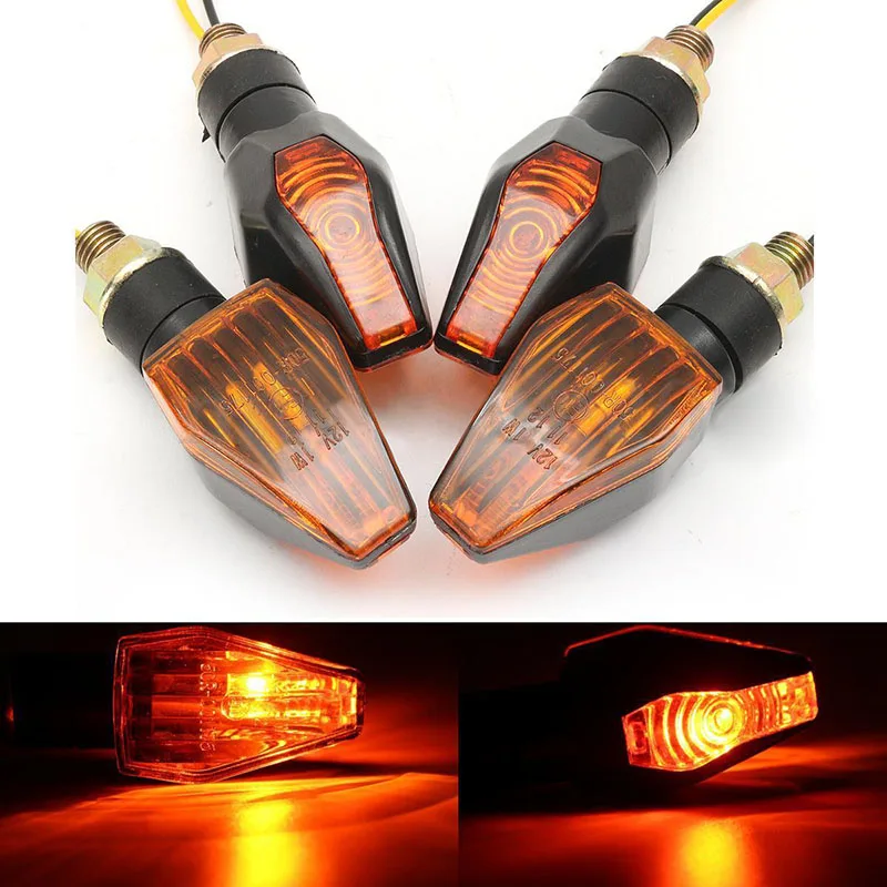 

Mayitr New Hot 4pcs Universal Motorcycle Bike Turn Signal Light Indicators Blinker Amber Lamp Black Shell + PC Lens