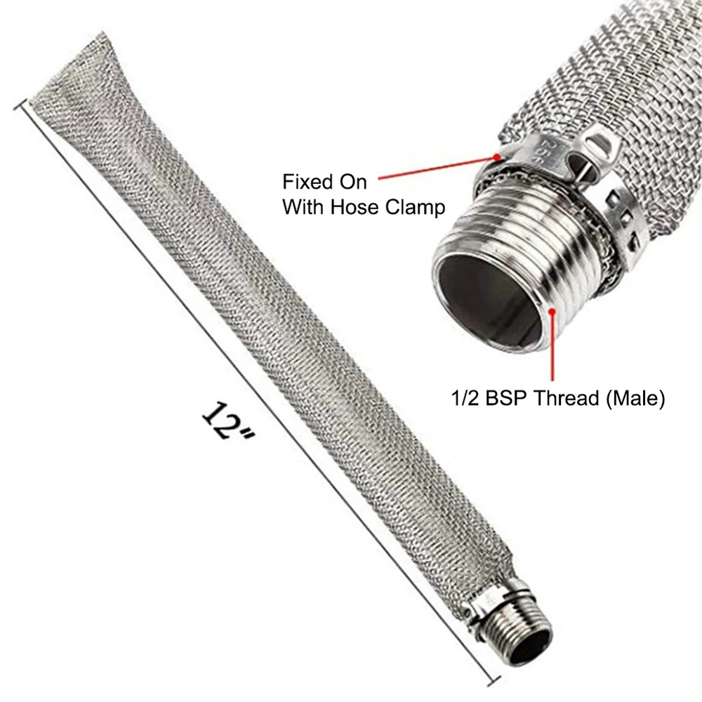 12 inch Stainless Steel Bazooka Screen 1/2'' NPT For Homebrew Beer Kettle or Mash Tun/mesh Filter For Home Brew