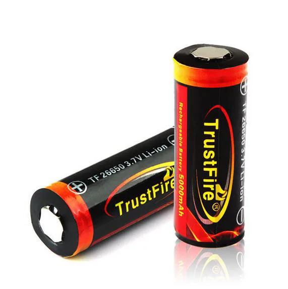 2PCS TrustFire 5000mAh 26650 3.7v rechargeable protected 26650 Li-ion battery Trustfire 26650 Battery