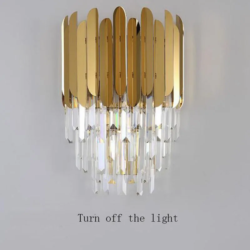 Современный kristallen Wandlamp роскошный золотой rvs Muur Verlichtingsarmaturen кровать Woonkamer Wandlampen