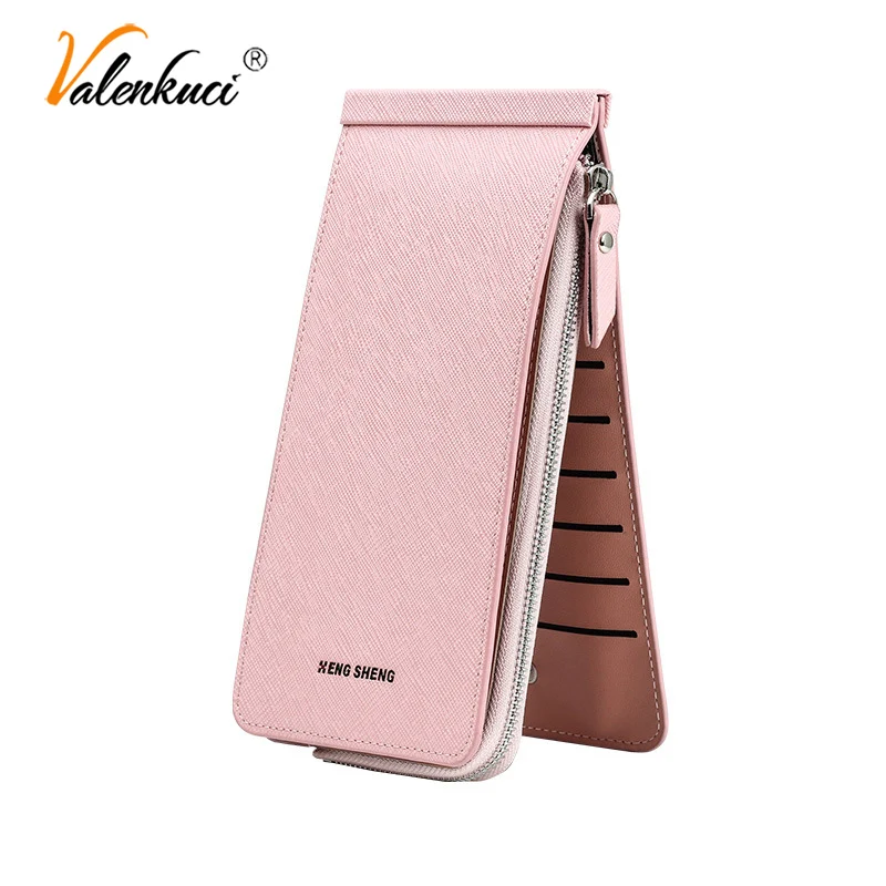 Valenkuci Long Slim Women Credit Card Wallet Hight Quality Leather Men