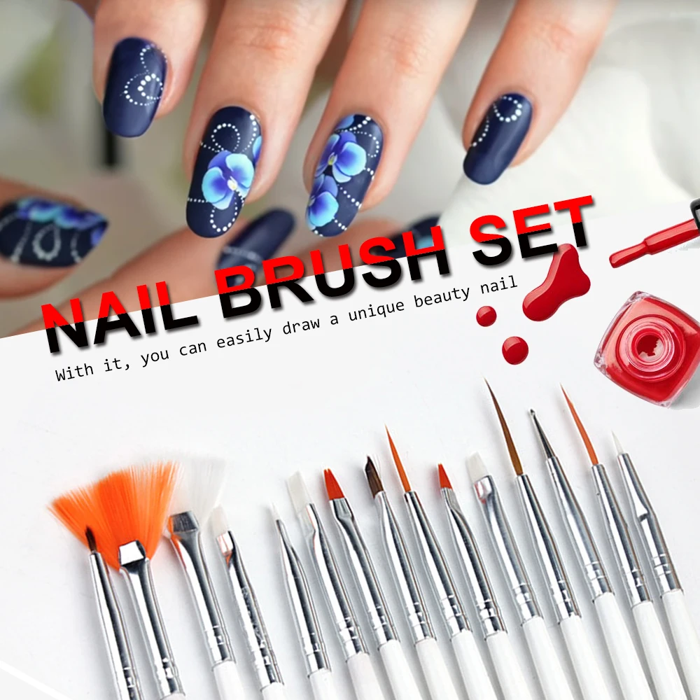 15Pcs Nail Art Brush Dotting Painting Nails Pen Nail Brush Decorations