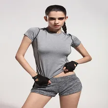 Women short Shirt for font b Fitness b font Running Sports T shirt Short sleeved Quick