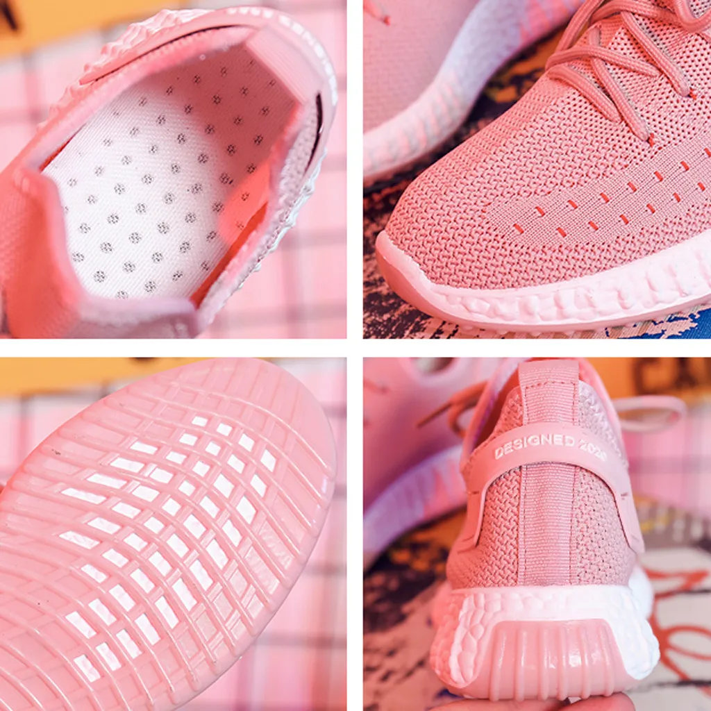 Light Breathable Mesh Running Shoes Pink Shoes Women Soft Comfortable Outdoor Sport Sneakers Summer Fitness Female#G3