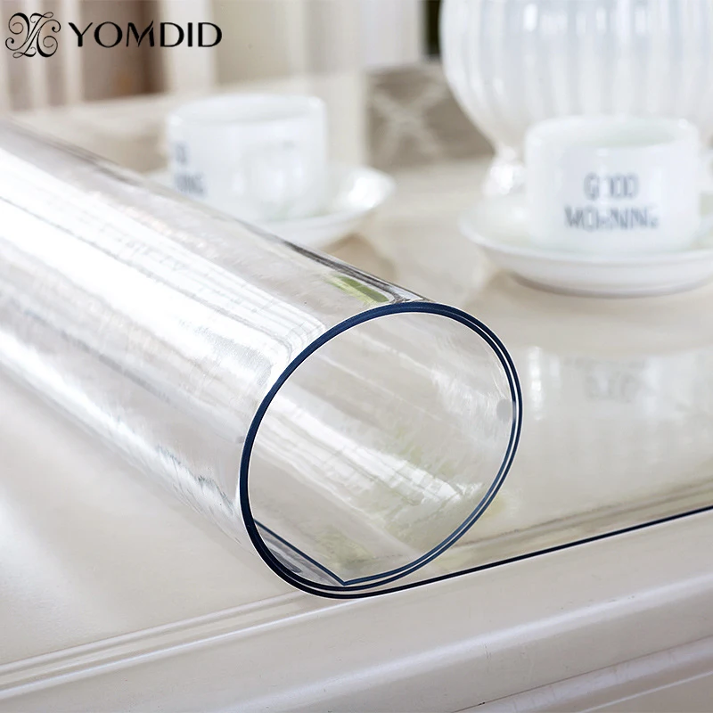 Soft Glass TableCloth Transparency PVC Table Cloth Waterproof Oilproof Kitchen Dining Placemat Pad for Party Wedding Home 1.0mm