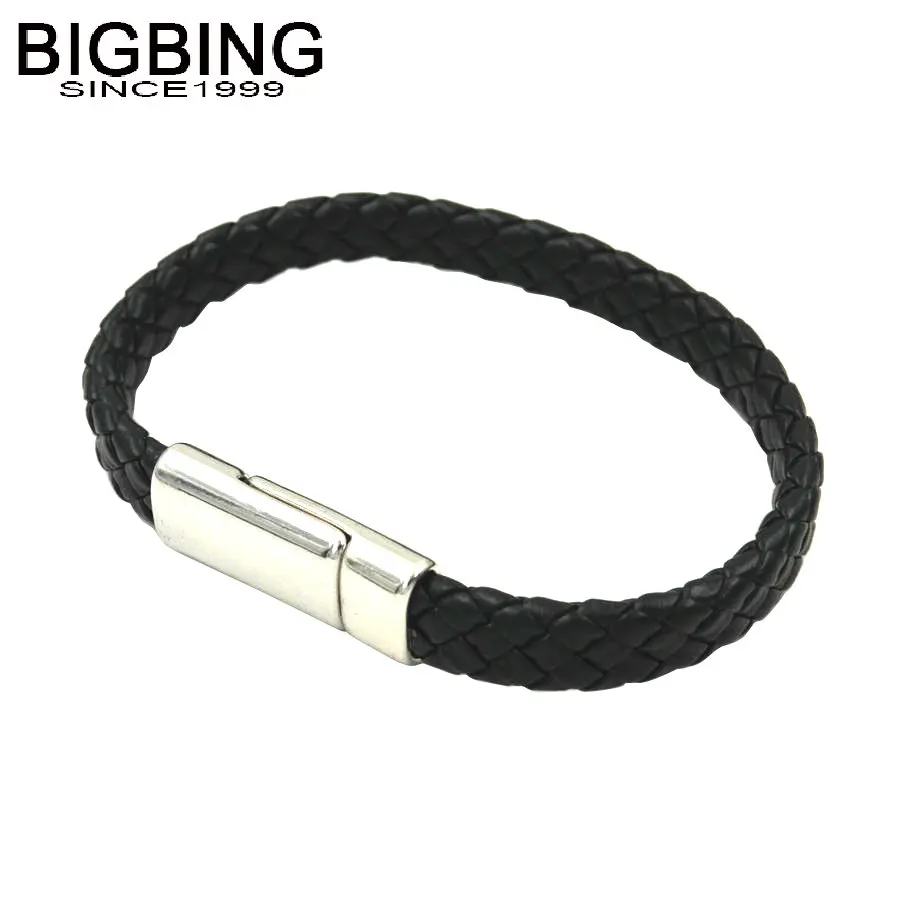M001 BIGBING ювелирные изделия модный серебряный черный кожаный браслет женский браслет модные ювелирные изделия без никеля