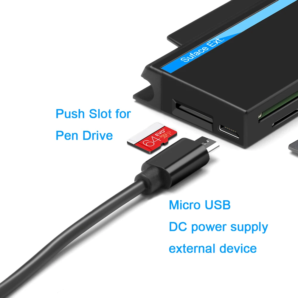 Адаптер для чтения карт памяти USB Type C 2 0 с поддержкой HDMI SD / TF Micro Microsoft Surface Go Hub