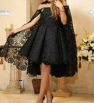 

2018 Designer Custom made Lace Black Short Cocktail dresses Plus size Saudi Arabia Party dress Short Prom Gown