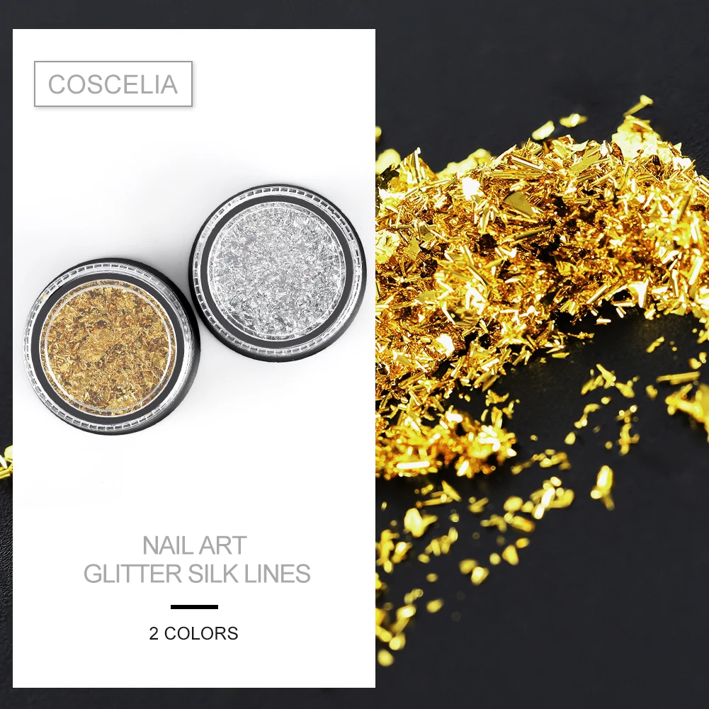 

Nail Art Decoration Glitter Gold Silver Silk Stripes Lines Sequins Magic Effect Chrome Powder Mirror Powder Aluminum Foil Flakes