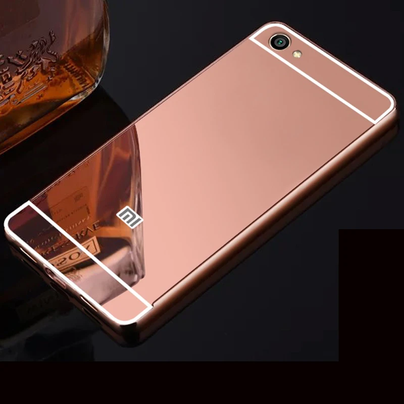

Luxury Mirror Acrylic Back Cover Fitted Case For Xiaomi Redmi Note 5A Anti-knock Protection Cases Plating Aluminum Metal Frame