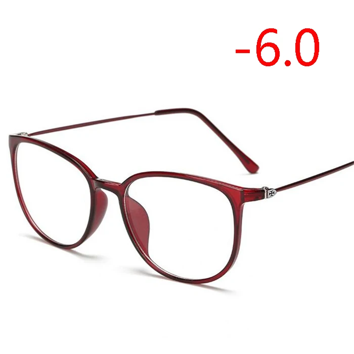 Ультралегкие TR90 очки для близорукости для женщин и мужчин ретро овальные студенческие близорукие очки диоптрия-0,5-1,0-1,5-2,0-6,0 - Цвет оправы: Myopia 600
