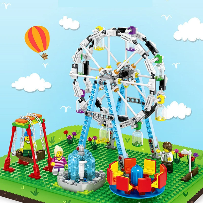 

City Playground Ferris Wheel Building Blocks Bricks Compatible Legoinglys 10247 Enlighten Toys Creators Children Christmas Gift